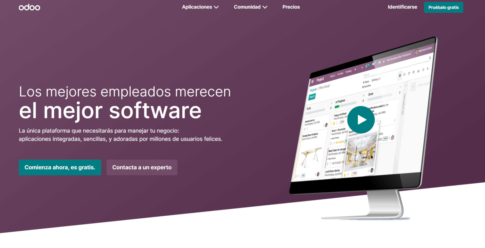 Ilustracion de Odoo como programa de gestion empresarial