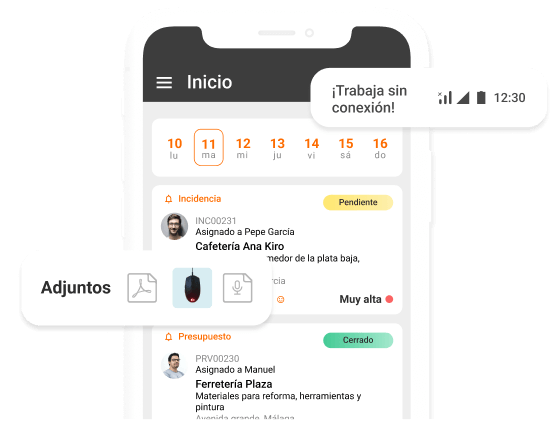 crear partes de trabajo sin cobertura