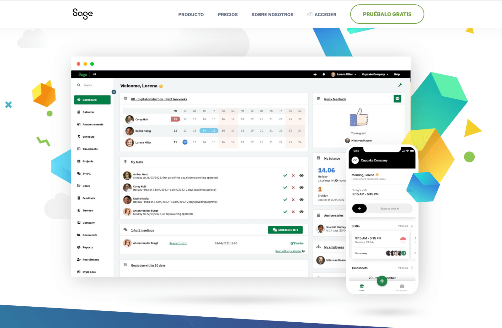 ilustracion programa control horario de SAGE sage hr software horario