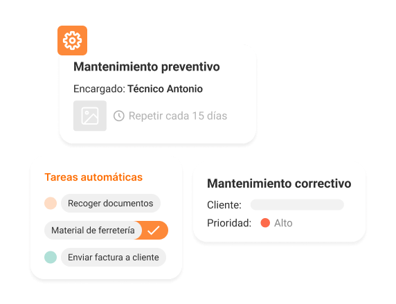 partes de trabajo de mantenimientos