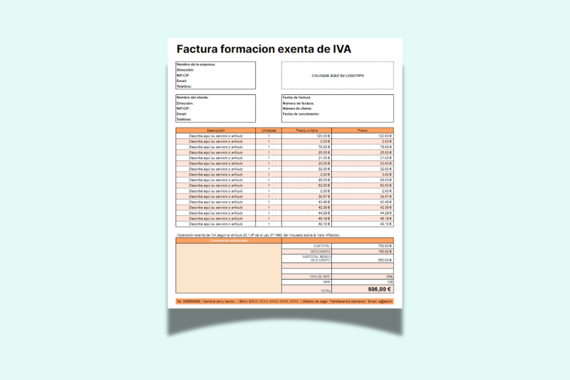 plantilla-factura-formacion-exenta-de-IVA