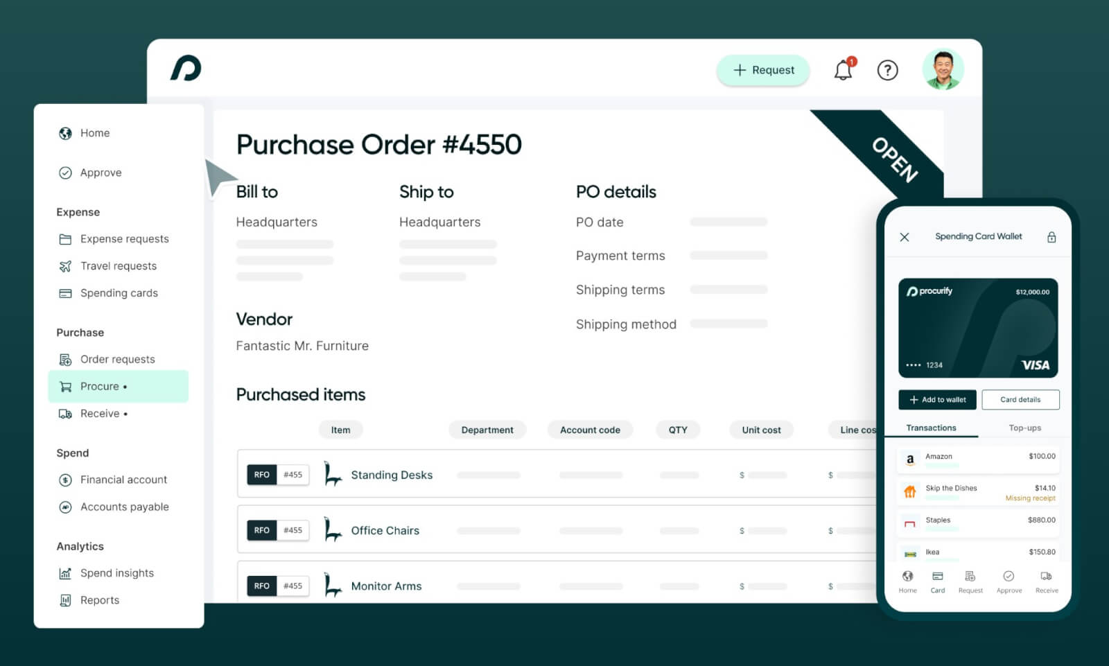 procurify Interfaz de Procurify para control de compras