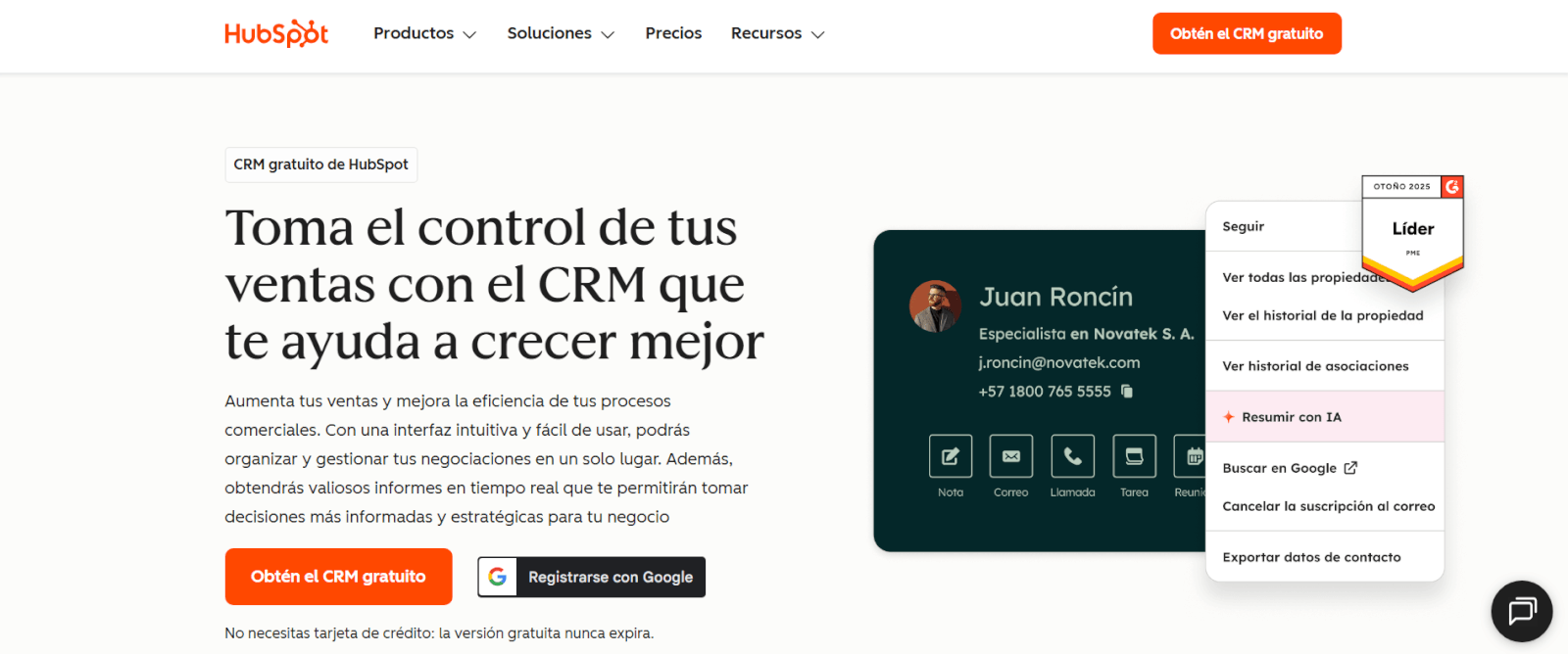 programa de gestión comercial hubspot crm