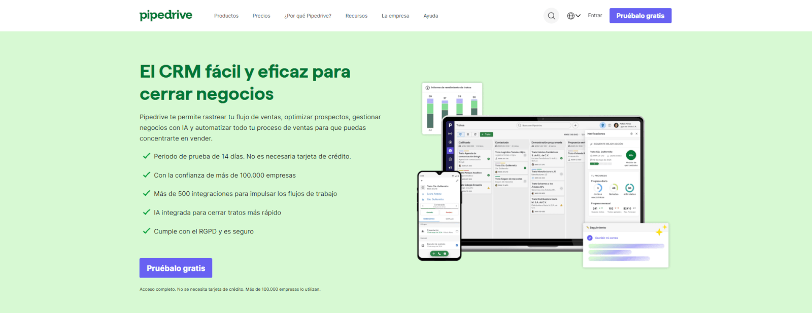 programa de gestión comercial pipedrive