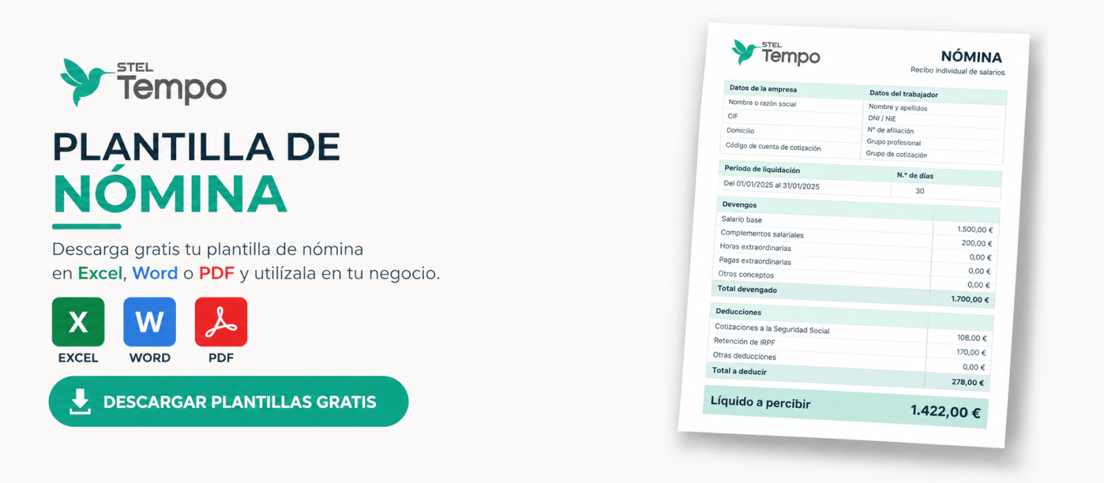 Plantilla de nómina gratis: Excel, Word y PDF