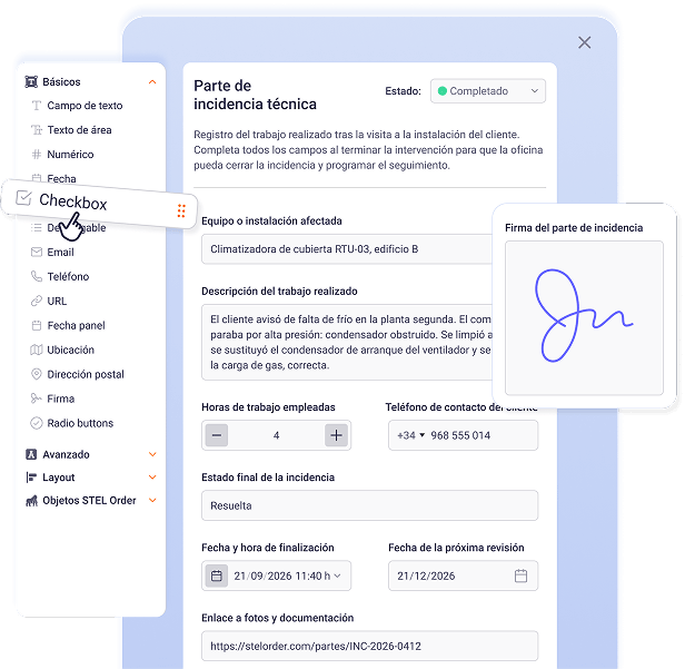 Formulario de STEL Forms en la app móvil
